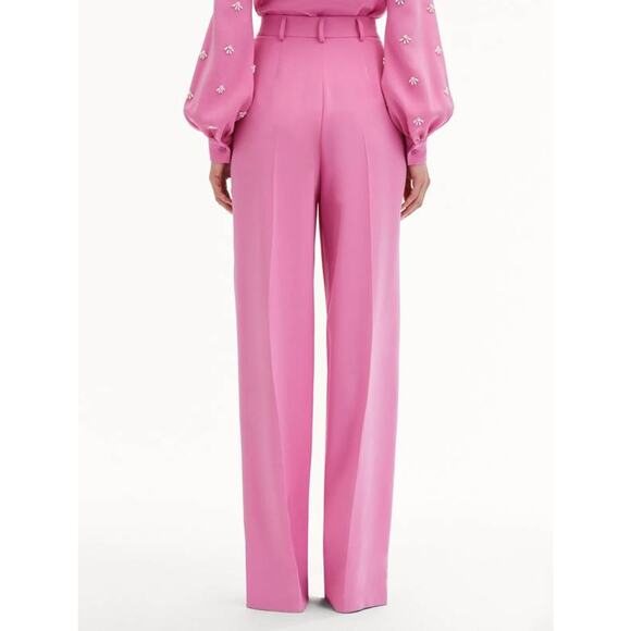 OSCAR DE LA RENTA Wide Leg Silk Georgette Pants in Roh Pink 8 - Picture 3 of 6